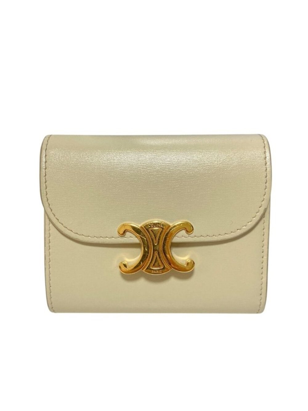 Celine Triomphe Small Flap Wallet Light Cream